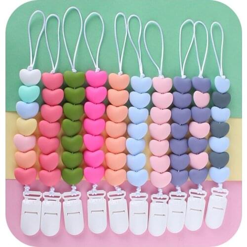 Baby Pacifier Clip Chain Silicone Beads Handmade Teething Toys Colourful Beads Dummy Clip Holder Chewing Babies Teether Holder