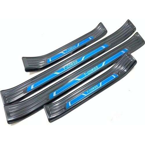 For Volkswagen T-CORSS 2018 2019 Car Styling Accessories Stainless Steel Door Sill Scuff Plate Guard Car Sticker Protector Cover