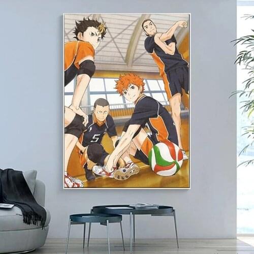 Canvas Painting Anime Poster Volleyball Boy Haikyuu Japanese Style Cartoon Poster Wall Art Pictures for Living Room Cuadros