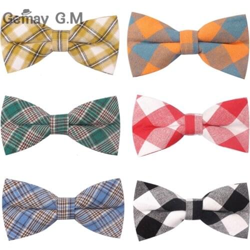 Plaid Cotton Bow Tie For Men Classic Shirts Bowtie For Business Wedding Bowknot Adult Mens Bowties Cravats Black Red Tie