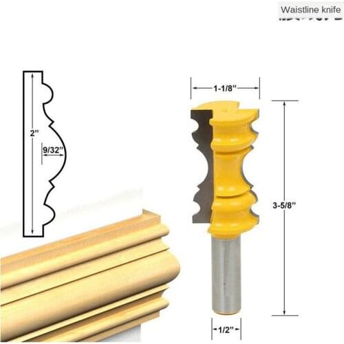 1PC 1/2" Shank Large Elaborrate Chair Rail Molding Crown Router Bit Line Milling Cutter For Woodworking Tools