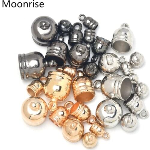 50pcs/lot 4/5/6/8/10mm Necklace End Caps Bead Cap End Tip Tassels Caps Leather Cord For DIY Fashion Jewelry Making Finding K173