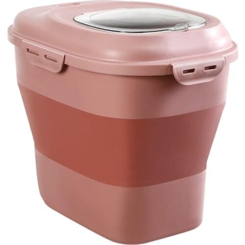D08D Pet Food Storage Container Storage Bin for Dog Cat Fish Bird Foldable Rice Container Airtight Plastic Storage Holds