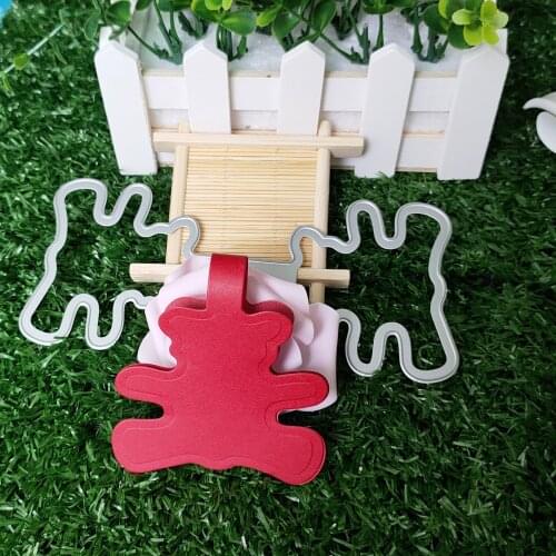 Leather cute bear key chain metal cutting mold steel process template scrapbook cut paper embossed card template