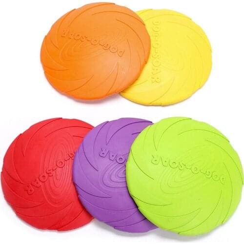 Soft TPR Flying Disc Dog Chew Toy Training Fetch Interactive Pet Flying Saucer 5 Colors and 3 Sizes Dog Accessories