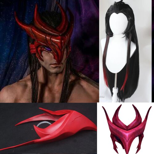 The Unforgotten Yone Spirit Blossom LOL Cosplay wig Mask Face Handmade Carnival Halloween Party Cosplay Prop Accessory