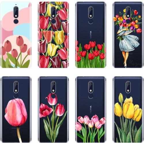 Soft Silicone Phone Case For Nokia 2.1 3.1 5.1 6.1 7.1 Plus Flower Girl Tulip Floral Back Cover For Nokia 2.1 3.1 5.1 6.1 7.1