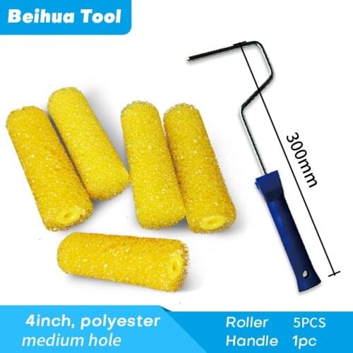 6PCS/set 4inch 6inch Foam Roller Brush kit Polyester Roller 5pcs+Handle 1pc Pattern Textured Paint Rolls for Wall Decoration
