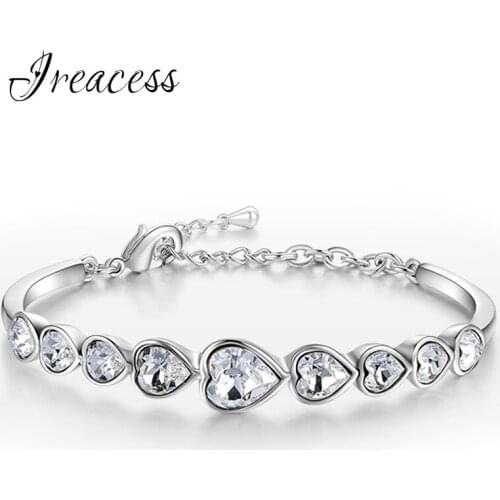 2019 New Austrian Crystal Charm Bangle For Women Love Wedding Bracelets & Bangles Silver Color Jewelry Girlfriend Gift