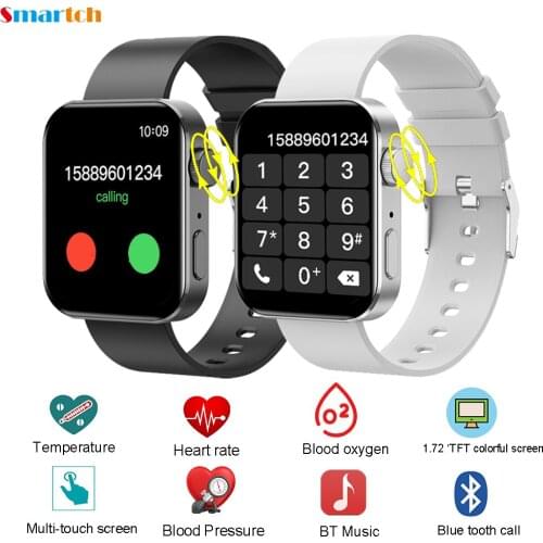 New NK20 BT-Call Smart Watch 1.72 Inch HD Multi-TouchScreen Heart Rate Temperature Test Sport Smartwatch PK P8 for Android IOS