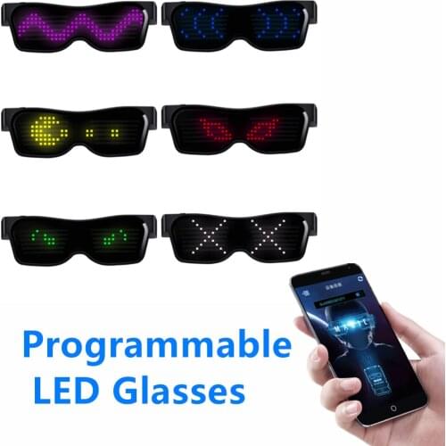 APP Bluetooth Party Magic Flash Raves LED Glasses Multi-language Programmable Text Animation Light Up Glasses USB Charging