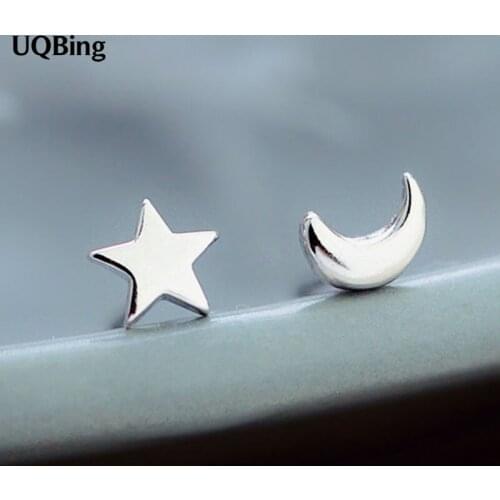 Wholesale 925 sterling silver stud earrings star moon earrings Brincos Pendientes de plata