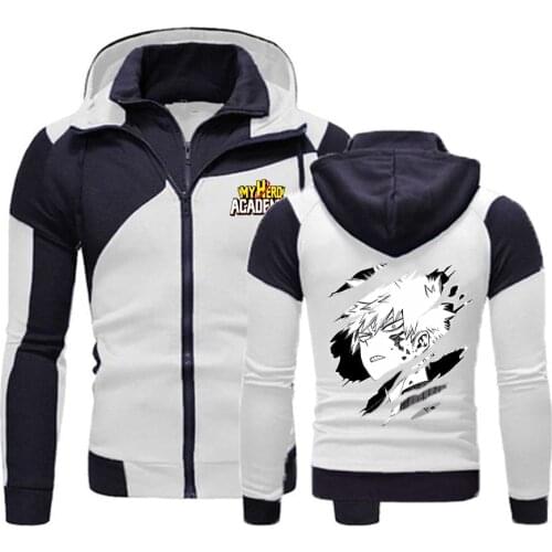 2020 Autumn Anime My Hero Academia Bakugou Katsuki Sweatshirt Zipper Fleece Cotton Zipper Hoodies Harajuku Clothing Coat