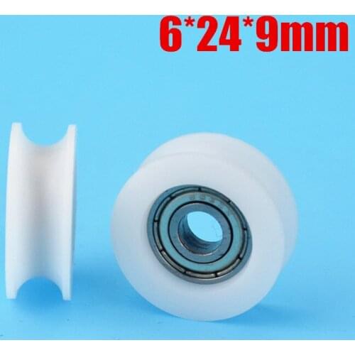1pcs 6*24*9mm sliding door pulley, bearing roller, grooves U concave wheel for sterilizing cabinet / printer