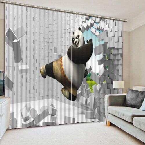 Luxury Blackout 3D Window cartoon Curtains For Living Room Bedroom brick panda curtains