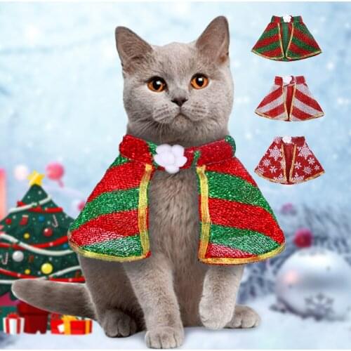 Christmas Dog Cat Cloak Pet Dog Cat Coat Cape Puppy Clothes Pet Clothing Puppy Apparel For Celebrating Christmas