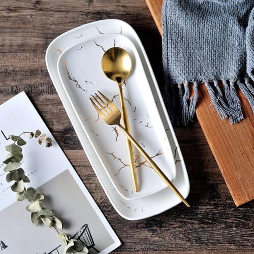 Nordic marble tray ceramic Phnom Penh rectangular jewelry tray dessert tray Western food inventory heart tray storage tray