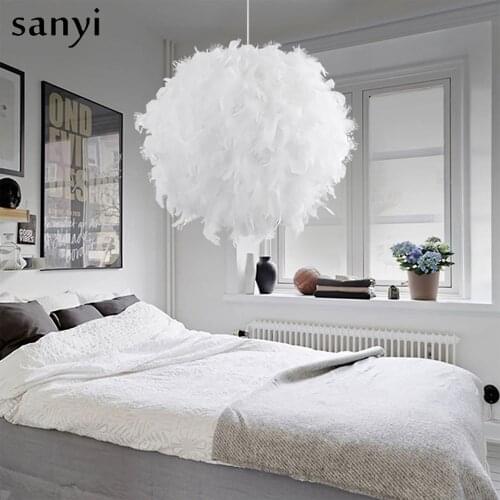 Modern Pendant Light Romantic Dreamlike Feather Droplight Bedroom Hanging Lamp Lamparas E27 110-240V