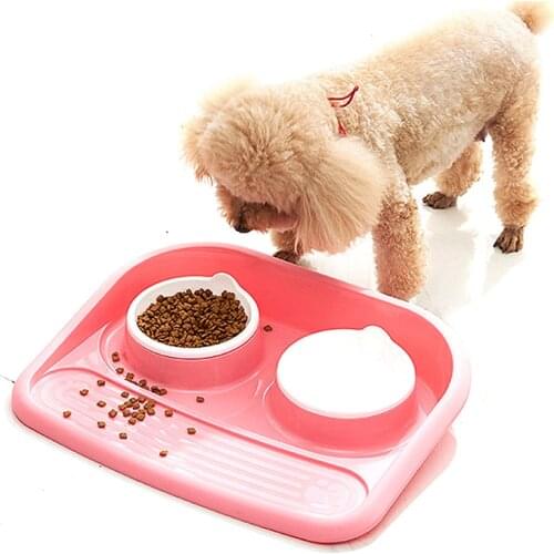 Pet food spillproof dog bowl green plastic puppy washable and spillproof big cat