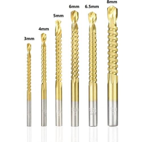 Titanium Coated HSS Drill Bit 3/4/5/6/6.5/8m Electric Drill Plastic Wood Hole Grooving Drill Saw Carpenter Woodworking Tool