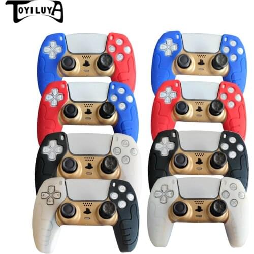 Apply to Sony PlayStation PS5 Protective Cover Two-Color Separable Non-slip Sweat Proof Buffer Silicone Handle Case