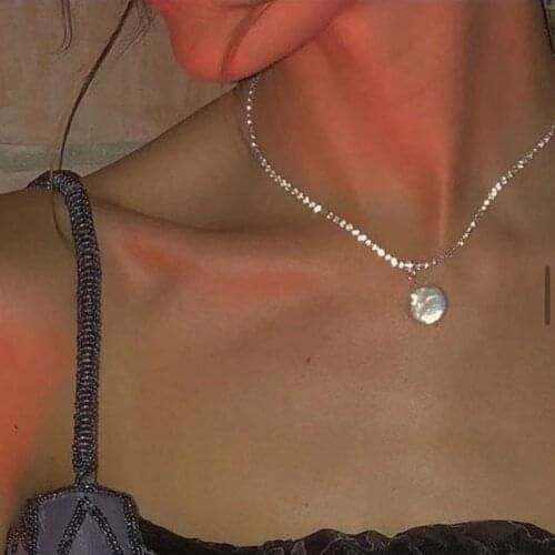 U-Magical Baroque Irregular Natural Freshwater Pearl Pendant Necklace for Women Shining Rhinestone Handmade Necklace Jewelry