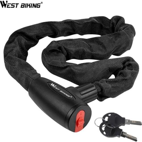 WEST BIKING Bicycle Lock Safety Anti-theft Chain Lock With 2 Keys MTB Road Bike Outdoor Bike Lock Cycling Bicycle Accessories