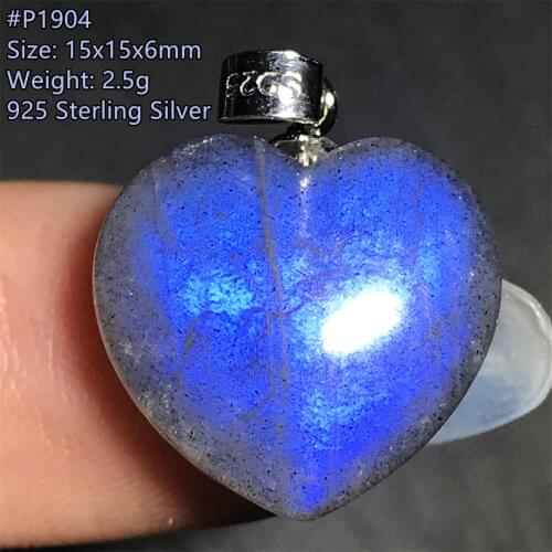 Top Natural Heart Labradorite Pendant Jewelry For Women Man Healing Crystal Stone Beads 925 Silver Purple Light Moonstone AAAAA