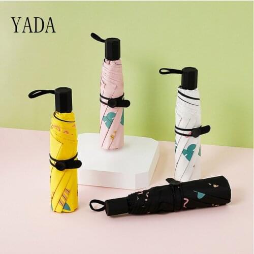 YADA 2021 INS Fashion Cactus Plant Umbrella Fold Women Anti-UVRainproof 3-Folding Umbrella Rain Sun Umbrellas Parasol YS200007
