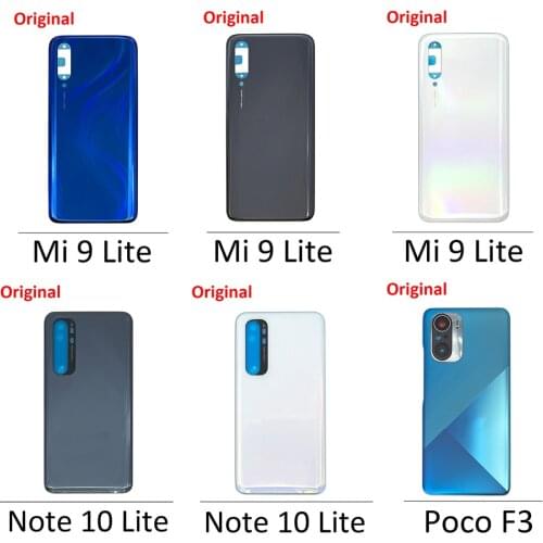 100% Original Back Glass Cover For Xiaomi Mi 9 Lite / Poco F3 / Mi Note 10 Lite Battery Door Housing Back Cover With Adhesive