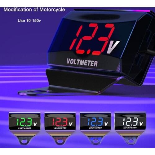 12-150V Motorcycle LED Display Digital Voltmeter Voltage Bracket Gauge Panel Meter For Scooter Car