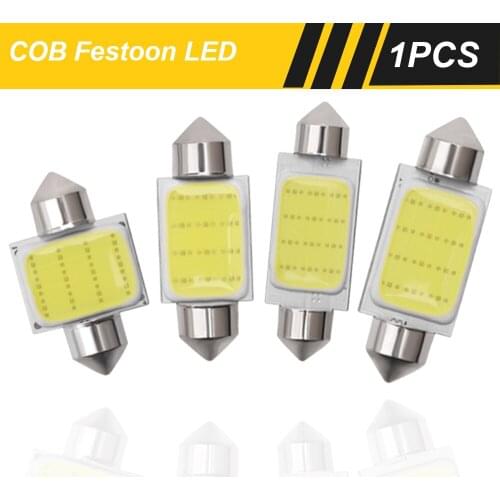 1x 31mm 36mm 39mm 42mm C10W C5W Festoon COB LED Bulb Car Interior Reading Ceiling Dome Light License Plate Lamp White DC 12V