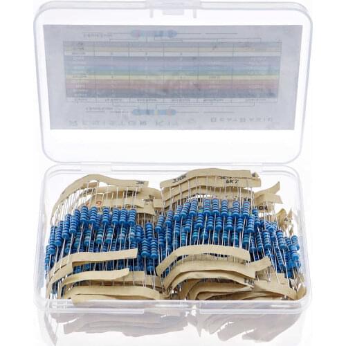 500Pcs/Box 50 Values 1 ohm-1M ohm 1W 1% Metal Film Resistor Resistance Assortment Kit Set