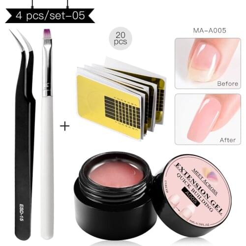 MEET ACROSS 6 colors Quick Building Nail Gel Poly UV Gel For Finger Extension UV Gel Polish Forms for Nail Extension Manicure