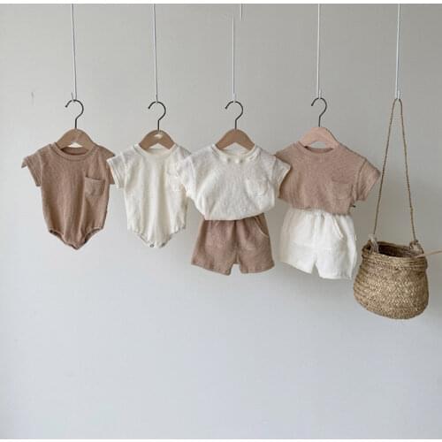 7613 Baby T Shirt Romper Boys Clothes Summer 2021 Simple All Match Tops Short Sleeve Toddler Girl Clothes Outfit