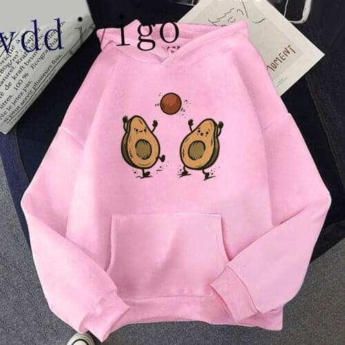 90s Women Vegan Kawaii Cartoon Harajuku Cute Sweatshirts Avocado Hoodies Fashion Small Fresh Warm Female Ullzang Graphic Hoody