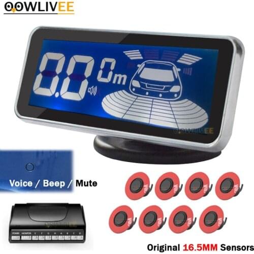 OOWLIVEE LCD Monitor Car Parkmaster Original 16.5MM Flat Parking Sensor 8 Beep/Voice Parking Reverse Assistance Blind Spot Safe