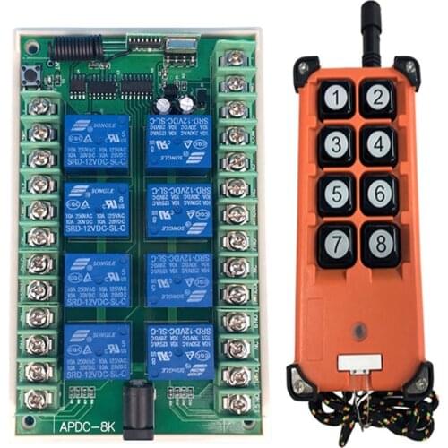 3000m 433Mhz DC 12V 24V 8CH Radio Controller RF Wireless Remote Control Overhead travelling crane System Receiver+Transmitter