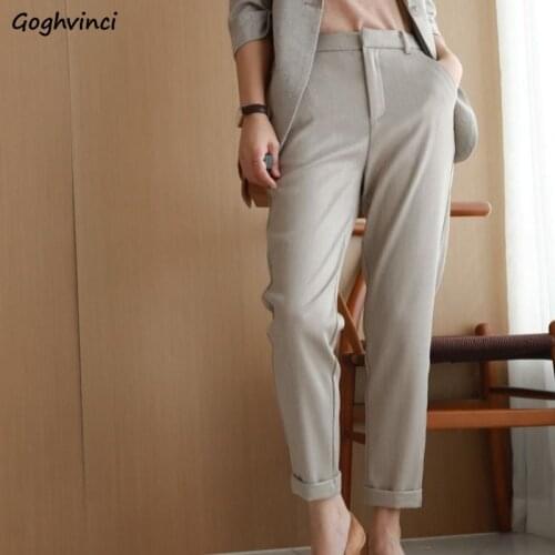 Casual Pants Women Formal Solid Plus Size 3XL Womens Office Ladies High Quality Fashion Summer Straight Thin Trousers Breathable