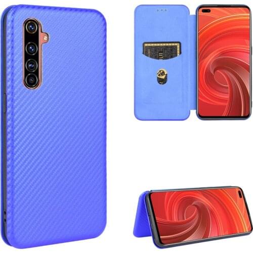 Carbon Fiber Pattern Case For Realme X50 Pro RealmeX50Pro 5G Card Holder Magnetic Protective Flip Cover