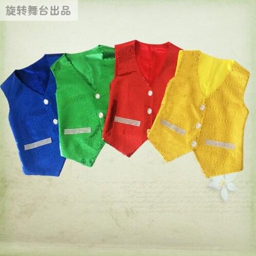 Childrens stage performance clothing choral Student Child Care modern jazz dance clothing sequined vest Dj stage free shipping