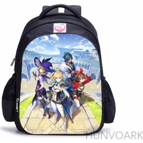 16 Inch Genshin Impact Children School Bags Orthopedic Backpack Kids School Boys Girls Mochila Infantil Catoon Bags