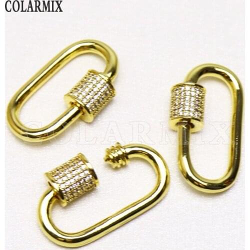 10pcs Long Oval clasp lock pendants carabiner pendants accessories zircon clasp charm for jewelry making 51065