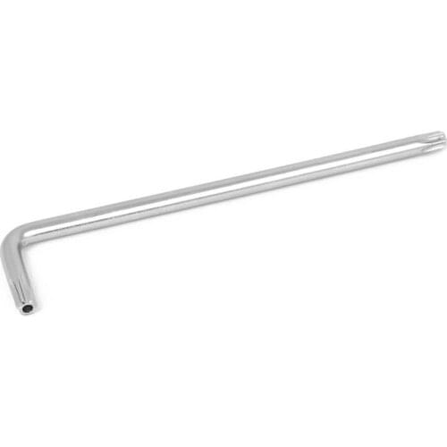 Long Arm Tamper Proof Torx Star Key Wrench Silver, T25 100mm