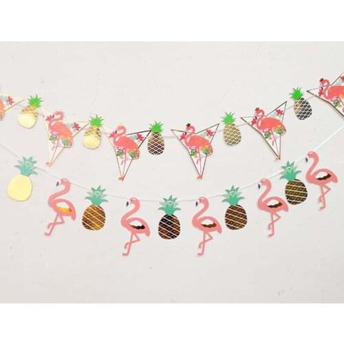 Flamingo Pineapple Banner Flamingo Party Like A Pineapple 2.5M Flag Birthday Party Decorations Kids Favors Hawaiian Beach Party