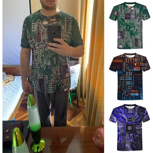 Electronic chip T-shirt mens 3D printing super short-sleeved hip-hop Harajuku summer fashion top casual quick-drying sportswear