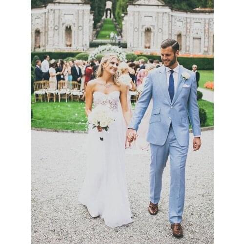 Custom Made Men Wedding Suits Tailor Made Suits Tuxedo Light Blue Wedding Suits For Men Costume Homme Mariage Costume Sur Mesure