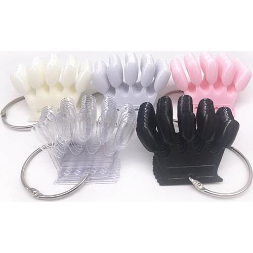 10 Pcs/set Crown Style False Nail Tip Plastic Polish Color Display Natural Clear White Black Pink Nail Art Palette Manicure Tool