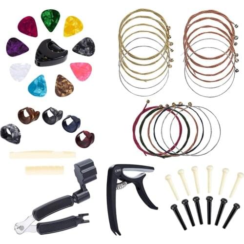 49pcs/set Elecric Guitar Accessories Kit Acoustic Guitar Strings String Cutter String WInder