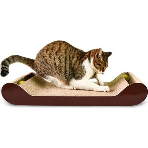 Cat Cardboard Scratcher with Ball Lounge-Kiteen Scratch Post Pet Fuiniture Couch-Cat Scratching Pad Self Groomer Perch